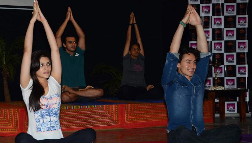 Tiger Shroff, Kriti Sanon celebrate Yoga Day