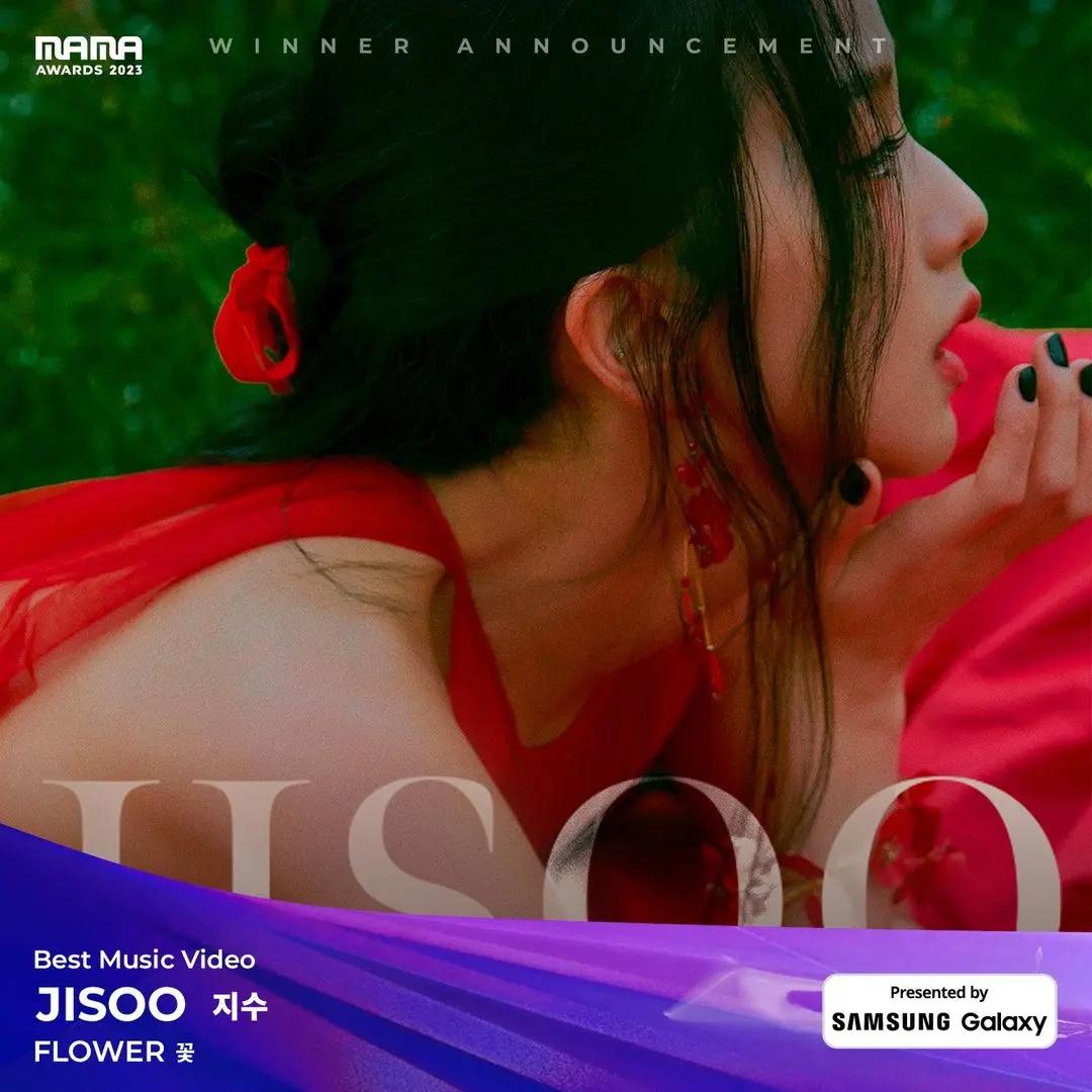 Blackpink member Jisoo won the Best Female Artist, Best Dance Performance (Solo) and Best Music Video (`Flower`) awards