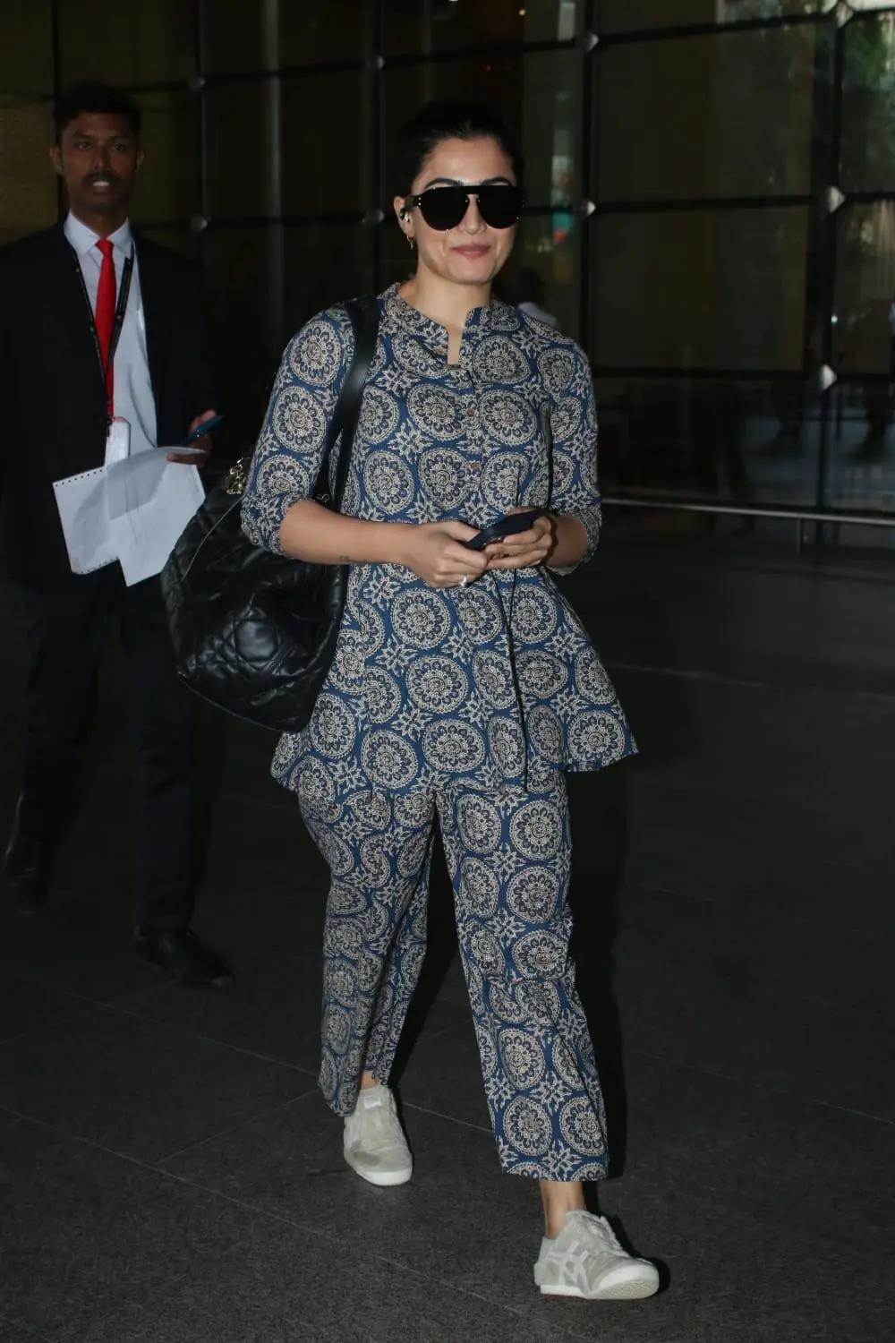 Rashmika Mandanna was snapped in a printed kurta at the airport