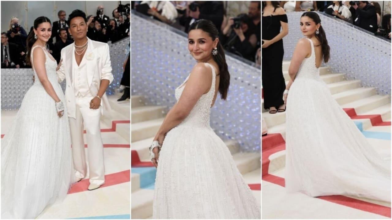Met Gala 2023: Alia Bhatt Looks Stunning In Prabal Gurung`s Pearly Outfit As A Karl Lagerfeld Bride