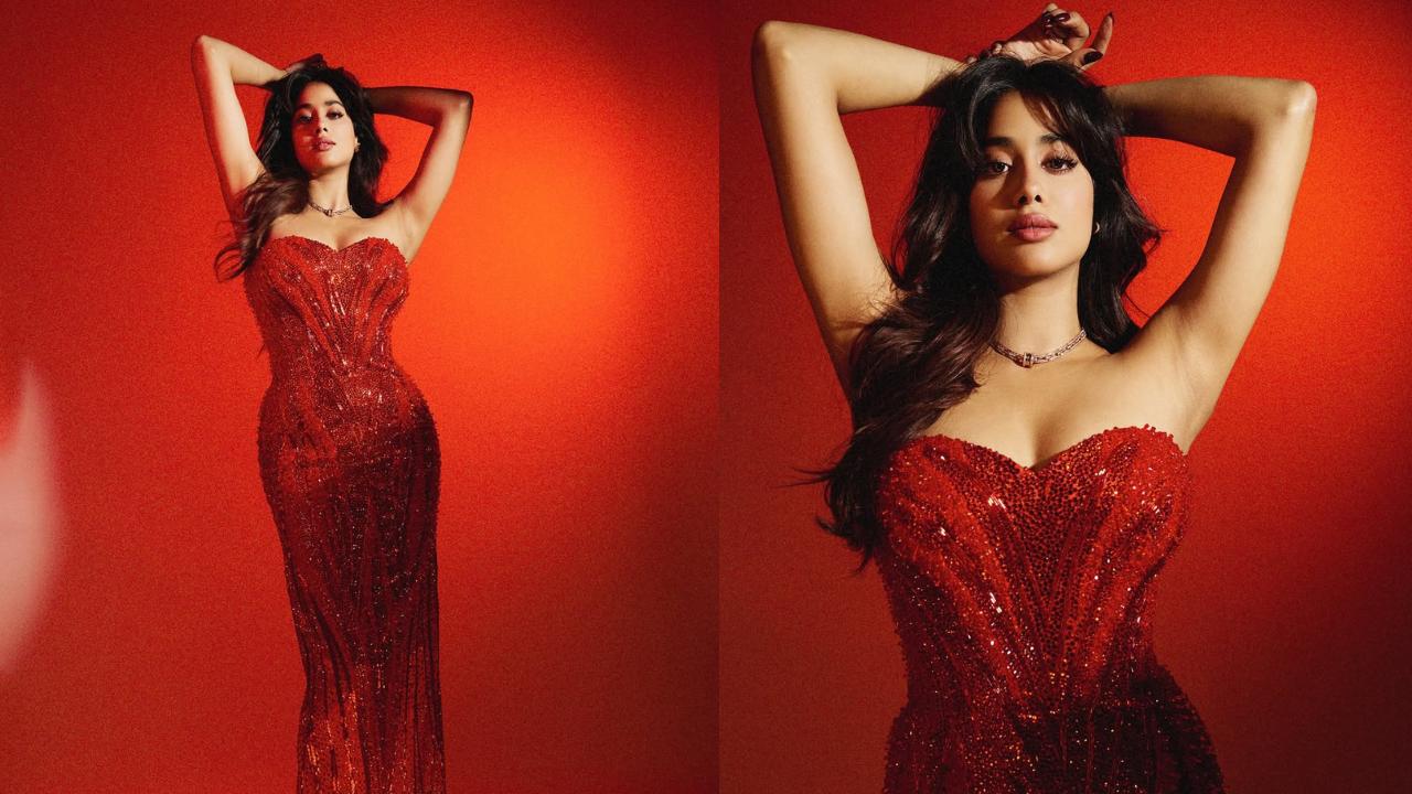 Orange is the New Black: Jhanvi Kapoor`s Crystal Gown Edition