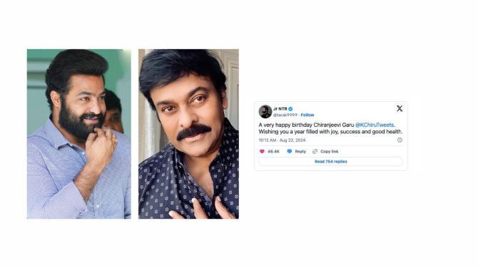 Jr NTR`s Good Wishes to Megastar Chiranjeevi