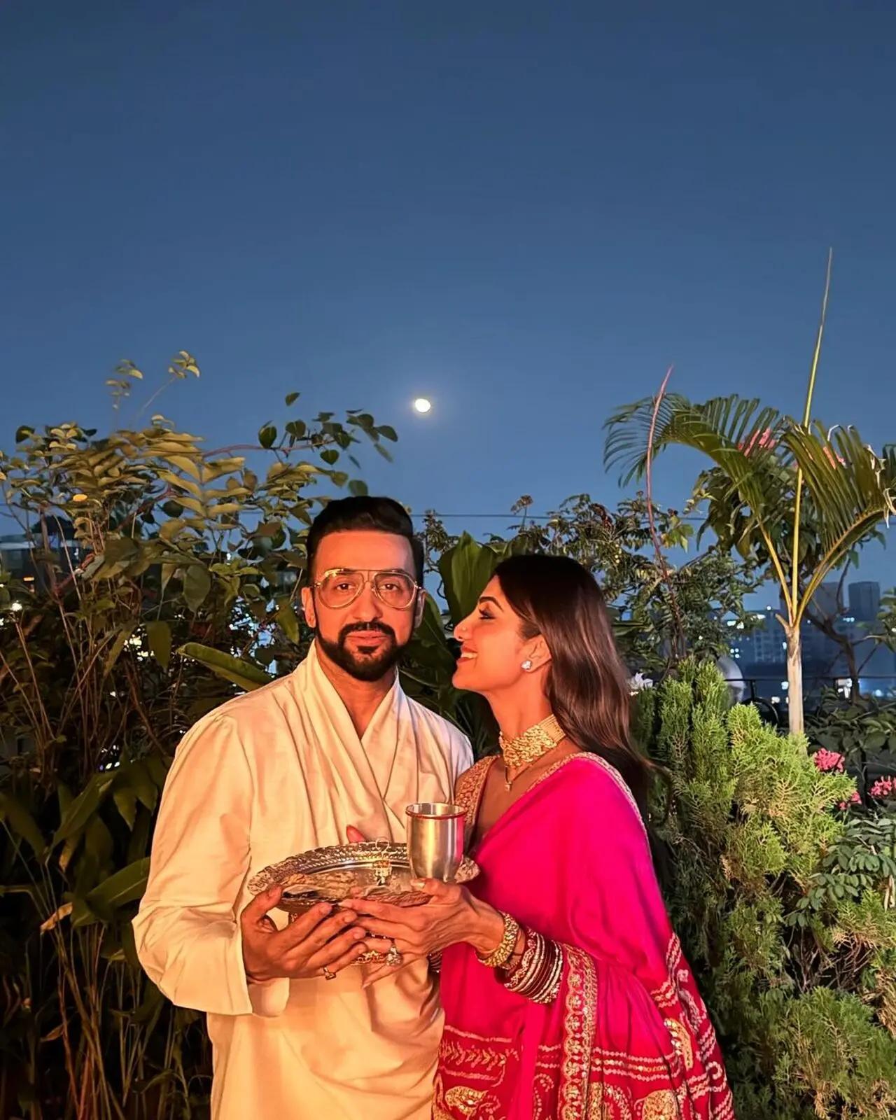 Shilpa Shetty and Raj Kundra also kept the tradition of celebrating the festival together