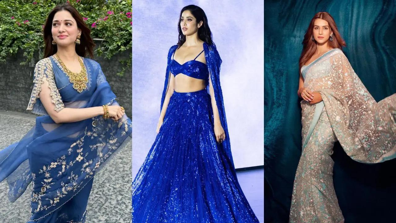 Navratri day 4 Janhvi Kapoor to Kriti Sanon, celeb inspired blue outfits