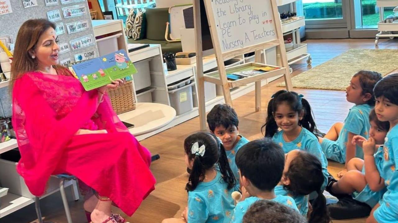 Nita Ambani Turns Storyteller For Prithvi, Jeh At Dhirubhai Ambani School