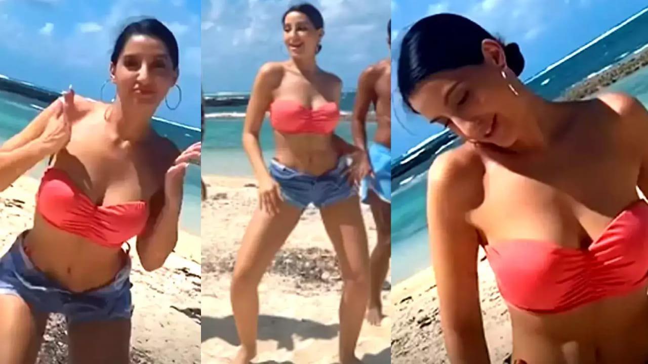 Nora Fatehi Rises The Temperature As She Dances In a Peach Bikini On The Beaches Of Mauritius