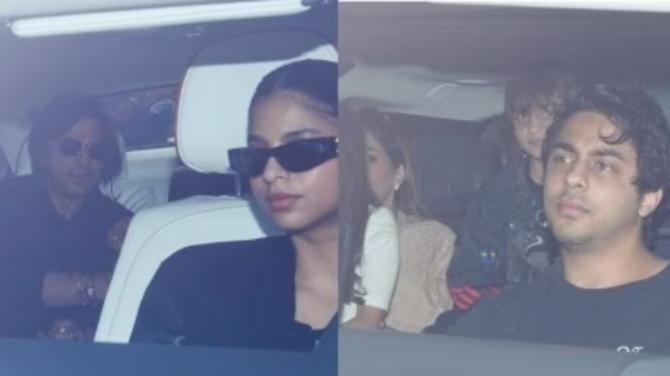 Shah Rukh Khan is seen with his family arriving in Jamnagar