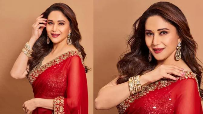 Madhuri Dixit in Elegant Red Saree