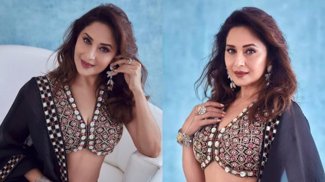 Madhuri Dixit with killer looks on Black lehenga