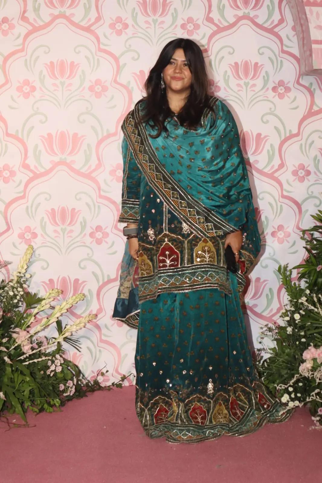 Ekta Kapoor showed up at the Diwali bash yesterday in a green Sharara set