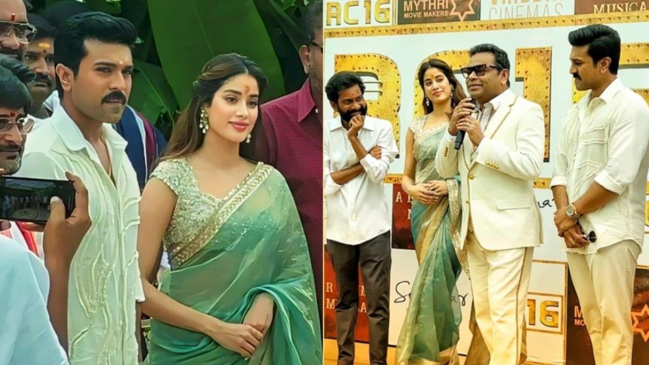 Ram Charan, Janhvi Kapoor, Chiranjeevi Launch RC 16 In Hyderabad, See Pics