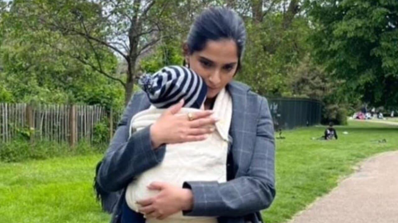 Mommy Sonam Kapoor Holds Vayu Closer As She Takes Him For A Walk In London