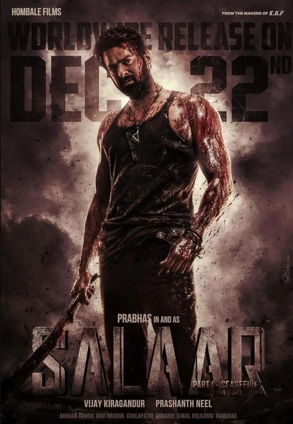 Salaar: Part 1 – Ceasefire (December 22)
Prepare for adrenaline-pumping action as Prashanth Neel`s "Salaar: Part 1 – Ceasefire" storms into theaters on December 22. Starring Prabhas, Shruti Haasan, and an ensemble of talented actors, this action-thriller unveils an electrifying narrative of high stakes and intense drama. With a colossal budget of Rs 400 crore and a record-breaking teaser reception, this film promises an exhilarating cinematic experience.
