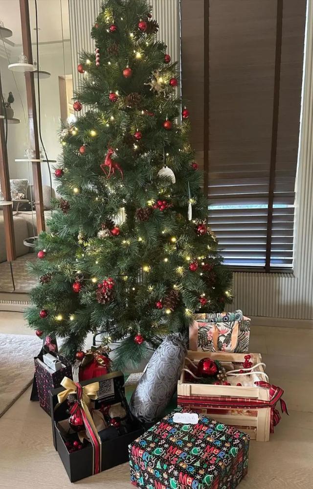 Her Christmas party had a big decorated tree, delicious looking food and a whole lot of feel-good Christmas vibes