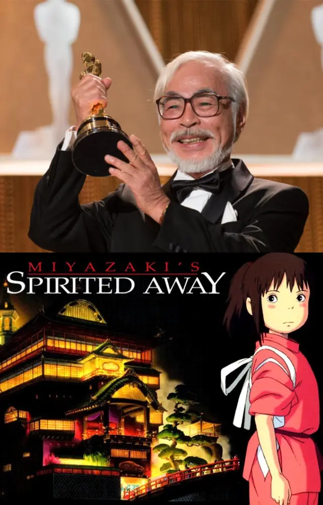 Spirited Away (2002) by Hayao Miyazaki became the first Japanese animated film to win an Oscar. It follows Chihiro, a young girl trapped in a magical world.