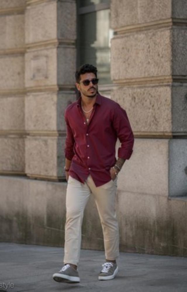 Maroon and Beige