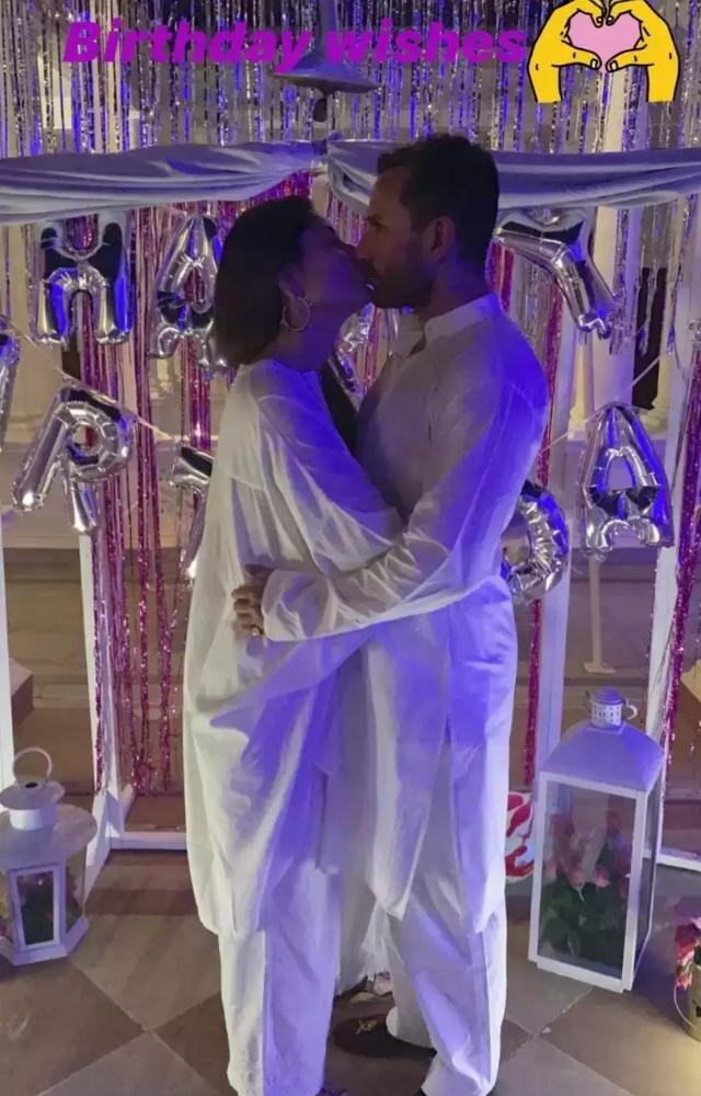 Kareena Kapoor and Saif Ali Khan have been happily married for many years. However, Kareena shared a rare picture of them sharing a kiss on Saif`s birthday. 