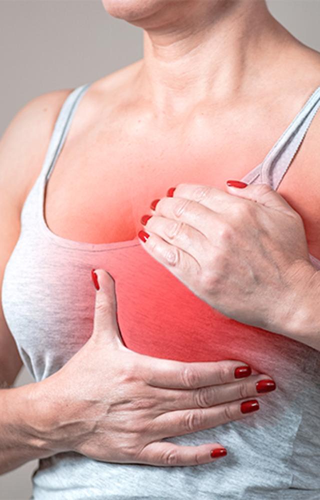 The most common symptom of breast cancer, the lump may feel hard, painless, and irregular in shape. However, some breast cancers can be soft, round, and tender.