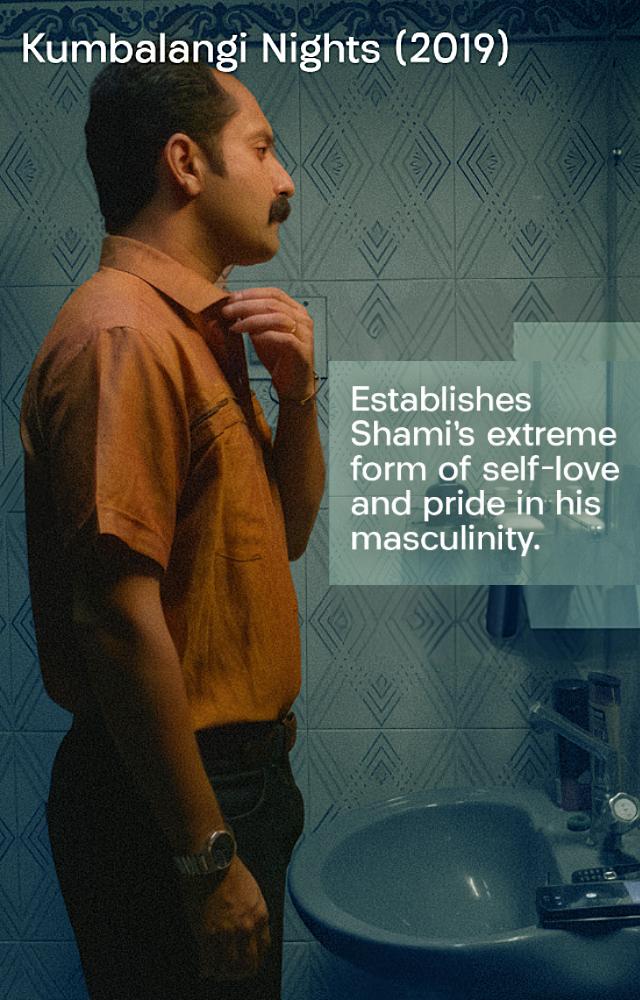  Shammy, standing before a kitchen mirror. As he gazes at his reflection, the mirror becomes a metaphor for self-reflection and inner conflict