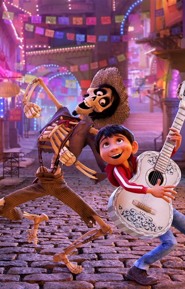 A boy journeys to the Land of the Dead, uncovering family secrets and the importance of remembrance through music.