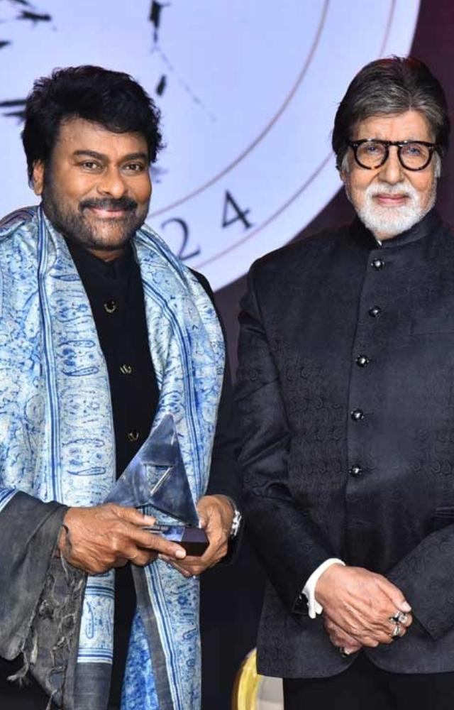 Superstar Chiranjeevi was honored with the prestigious ANR National Award by Amitabh Bachchan.