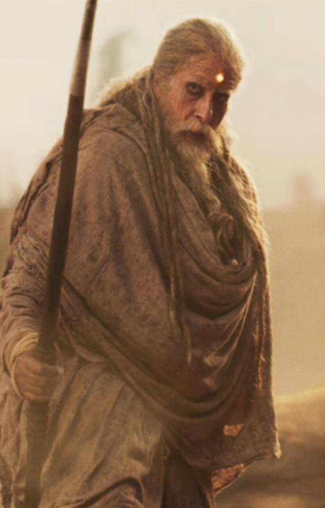 Amitabh Bachchan portrays Ashwatthama, a pivotal character from Hindu mythology an immortal warrior cursed with eternal life, enhancing the storyline with depth
