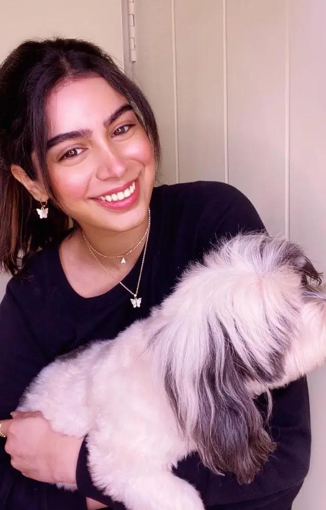 Bollywood actress Khushi Kapoor, who made her acting debut with ‘The Archies’ is a caring dog mom.	