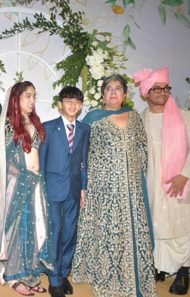 Aamir opted for a cream-coloured sherwani and a pink turban.