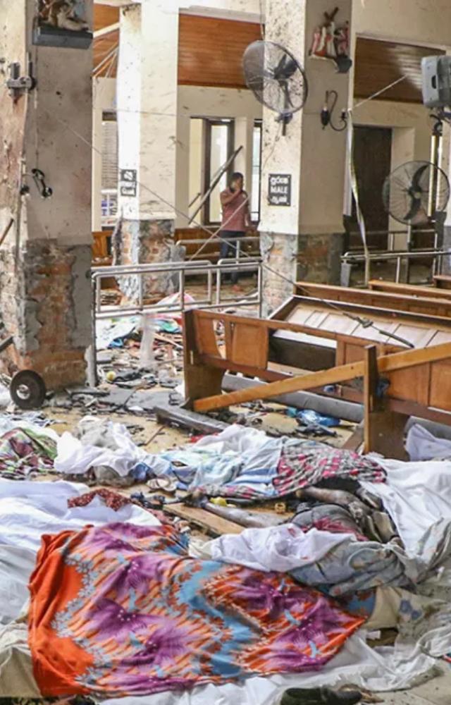 Coordinated bombings targeted churches and hotels, killing over 250 people, including tourists attending religious services or staying in hotels.