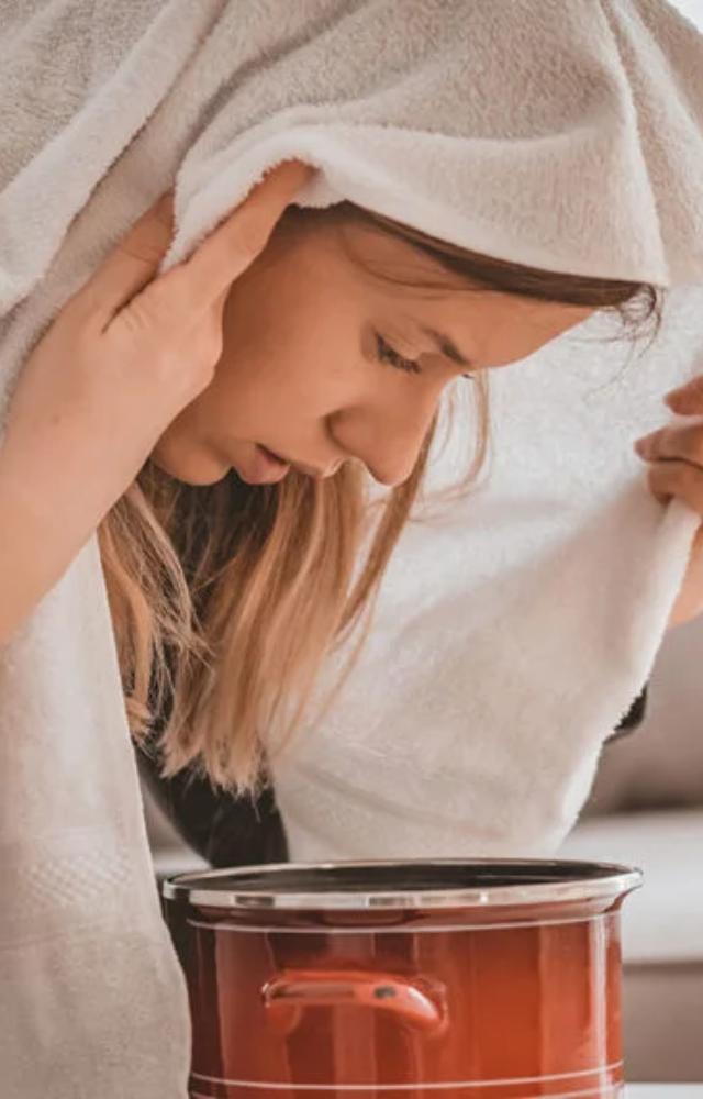 To do this, fill a bowl with hot water and add a few drops of eucalyptus oil (optional). Drape a towel over your head and inhale the steam for 10-15 minutes.