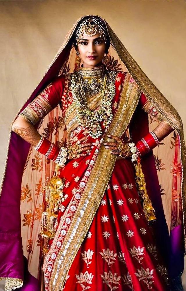 Explore the iconic bridal looks of Sonam Kapoor, a fashionista who redefined elegance in her star-studded wedding ceremonies.