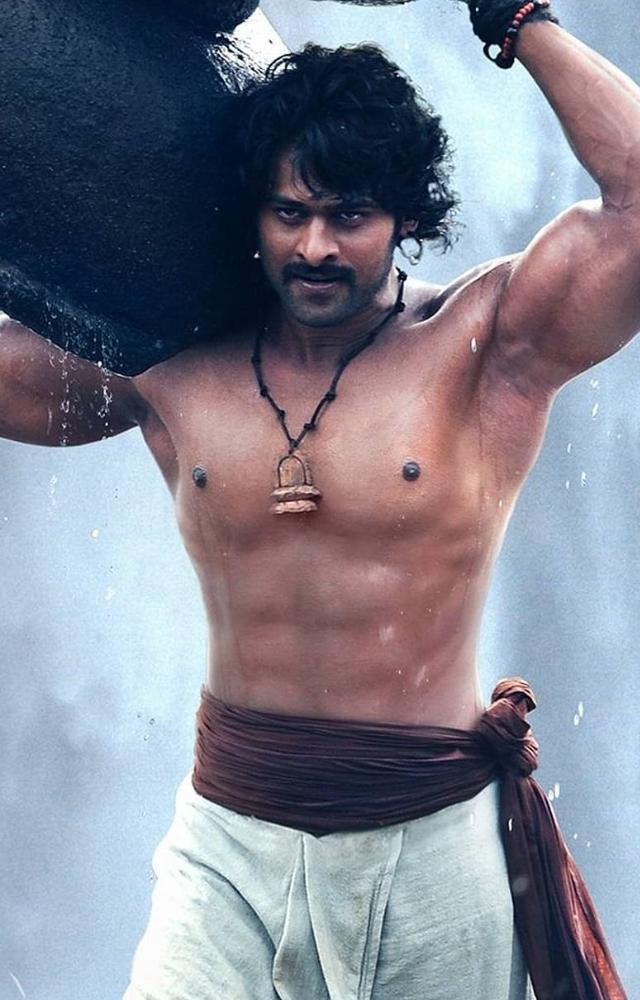 Bulked up to play Amarendra and Mahendra Baahubali, showcasing a herculean physique.