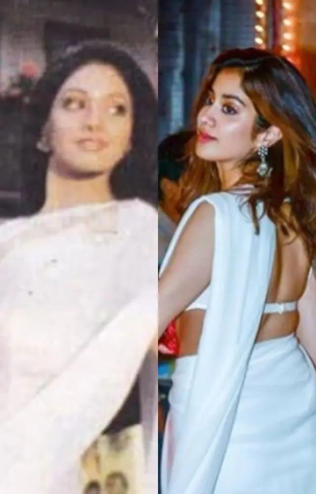 Janhvi Kapoor looked like a vision in white in her mother`s popular white saree from the song Har Kisi Ko. She truly resonates with Sridevi.