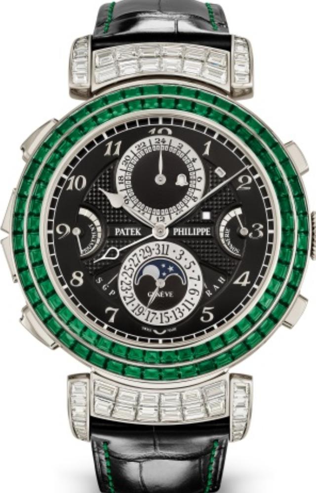 It is considered the most complicated wristwatch ever made by Patek Philippe, adorned with 118 emeralds and 291 diamonds.