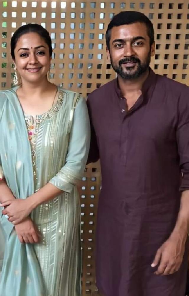 Whether dressed in casual attire or elegant ensembles, Jyothika and Surya`s coordinated outfits in their cute pictures highlight their impeccable sense of style