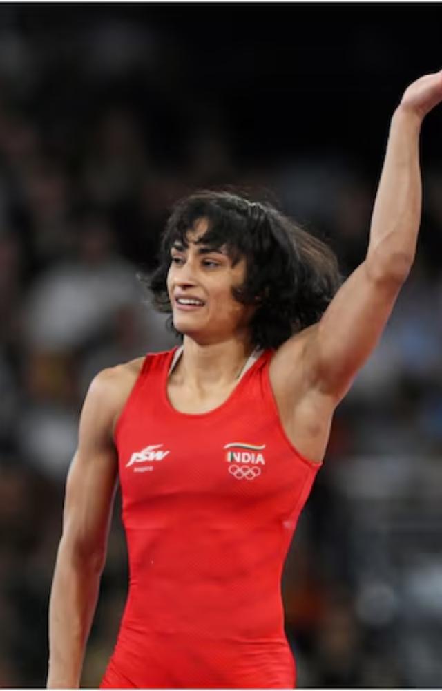 Vinesh Phogat, the Indian wrestler representing India at the Paris Olympics, made history by becoming the first woman wrestler to reach the finals.
