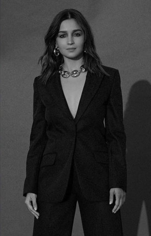 Alia exudes confidence in a power-packed black blazer, proving that style and authority go hand in hand in her fashion playbook.