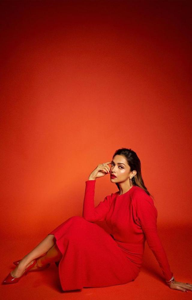 A true fashion icon, Deepika Padukone dazzles in a blood red dress and exudes refinement and glamour at every turn.
