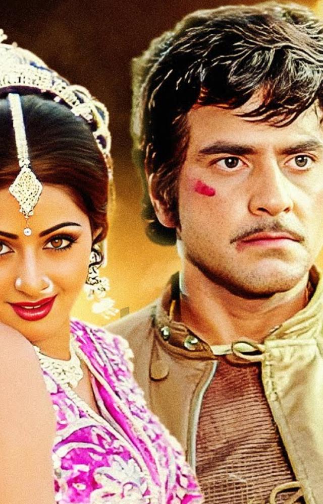 The main character of 'Himmatwala' is a brave and honest man named Ravi who is Jeetendra, who goes back to his village to exact revenge on his father`s killer
