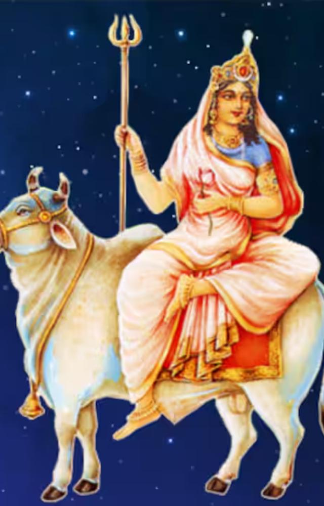 Day First dedicated to Goddess Shailputri during Navratri, one may chant the powerful mantra 'Om Devi Shailputryai Namah'