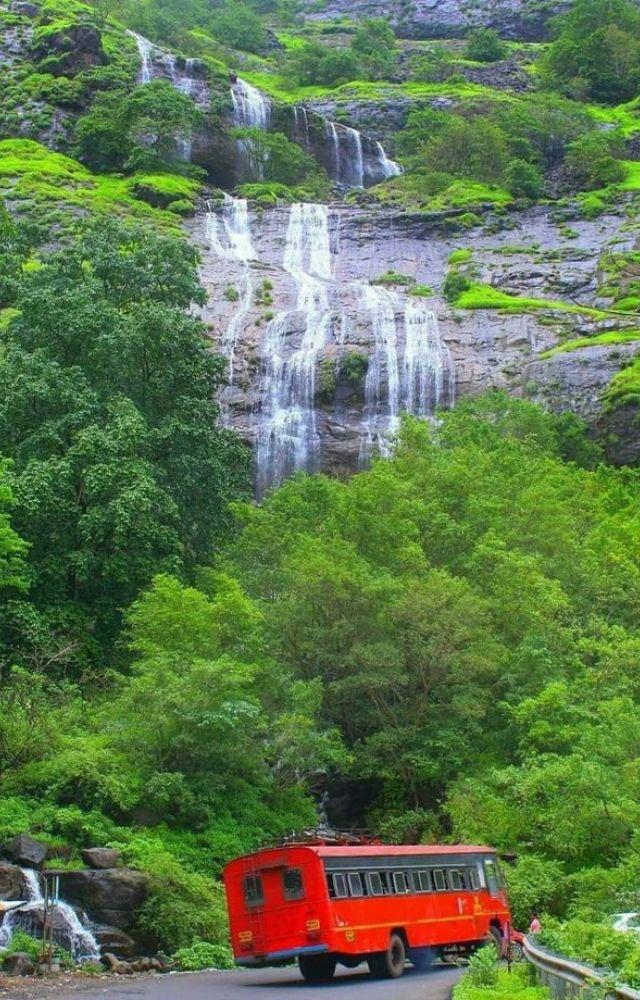A monsoon paradise near Pune, known for waterfalls, misty forests, and winding roads.
