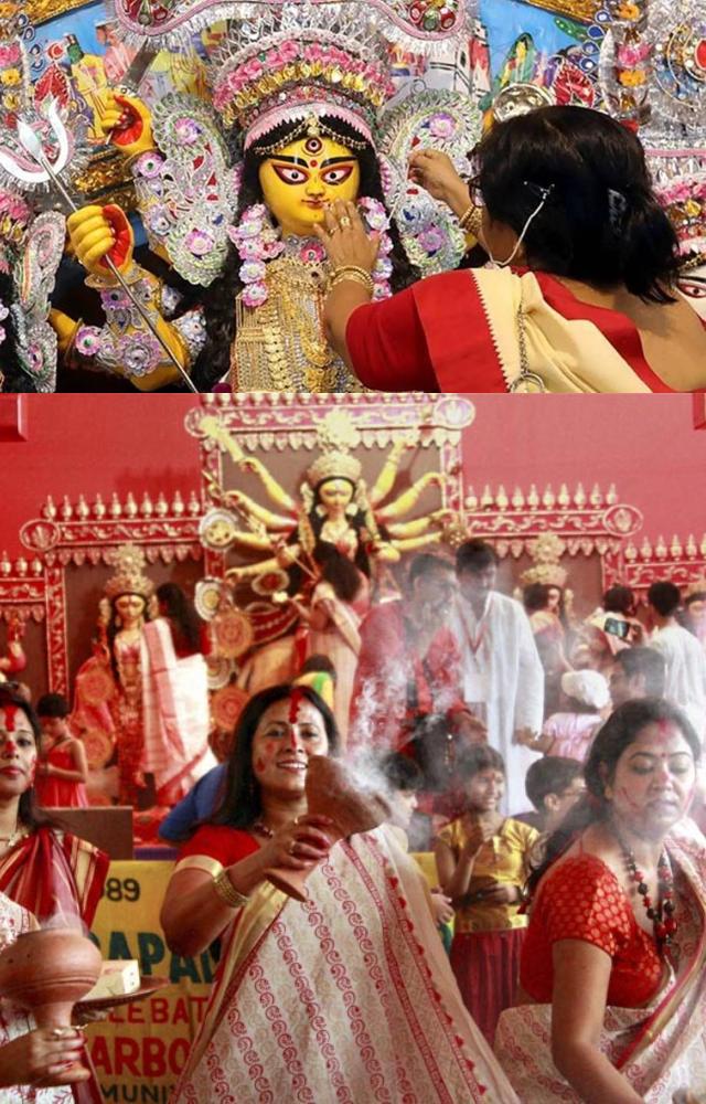 Witness artistic idol installations and grand celebrations during Durga Puja, especially in Kolkata.