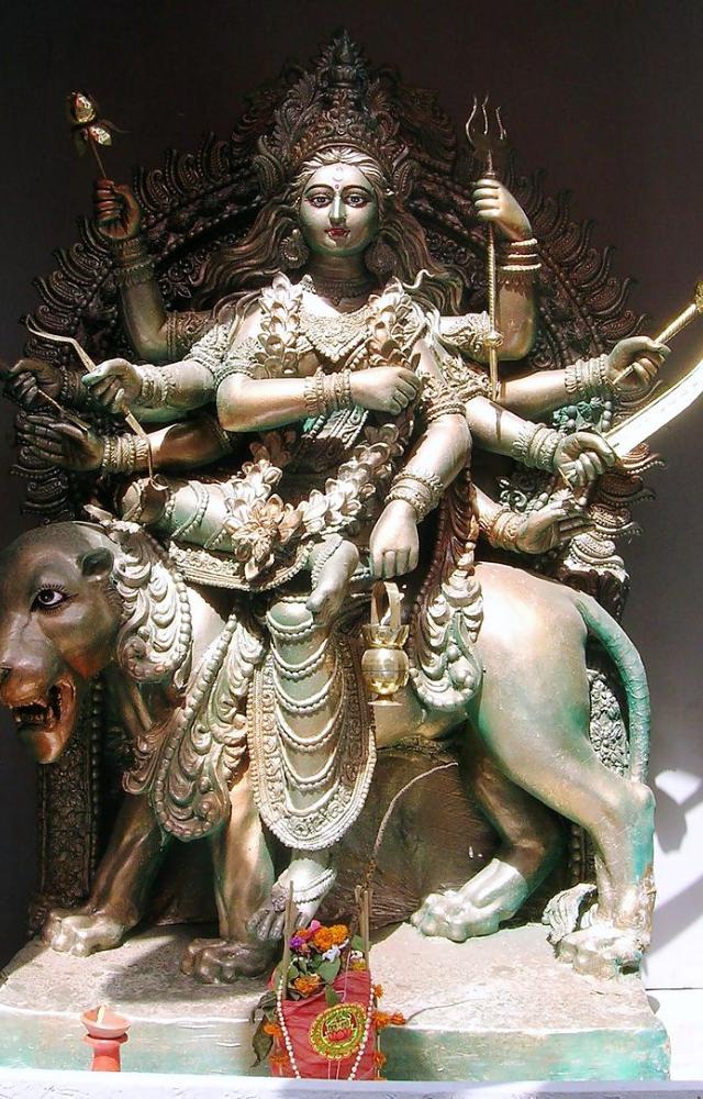 The third day honors Chandraghanta, who brings courage and inner peace to her devotees.