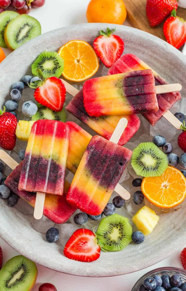 Frozen treats meet tropical fruit chunks for a colorful, refreshing combo that’s made for summer stories.