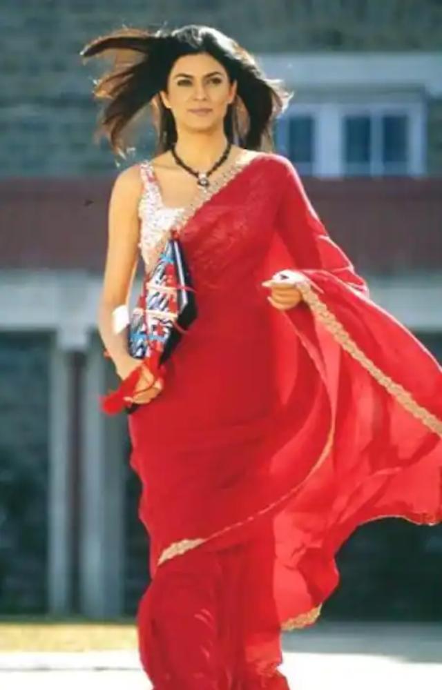 Her red saree with intricate embroidery stole the spotlight at a star-studded event.