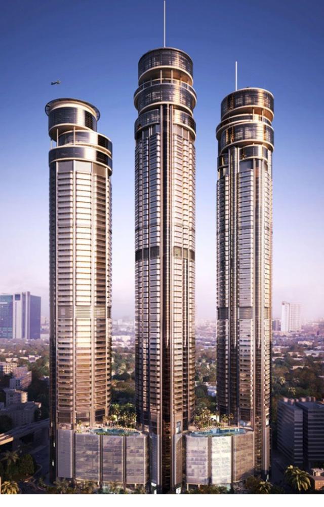 A sea-facing 7,000 sq. ft. apartment in Mumbai’s posh Omkar 1973 towers—luxury with a skyline view.