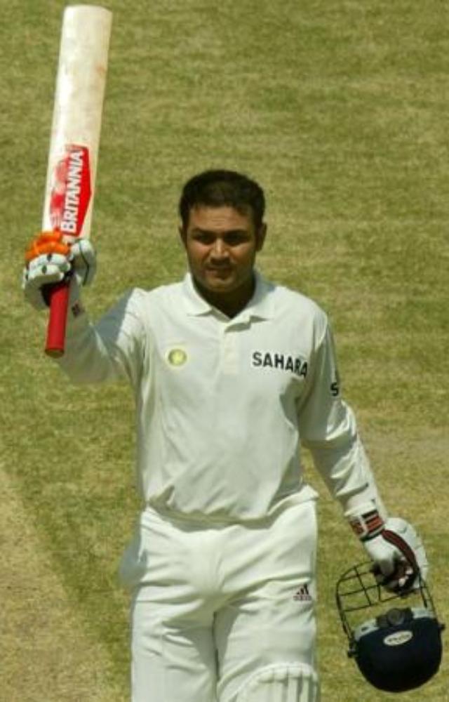 A rare feat achieved twice by Sehwag, including a record-breaking 319 against South Africa.