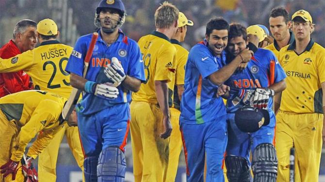 2011 World Cup Quarter-Final: India and Australia faced off in the quarter-finals of the 2011 World Cup. 