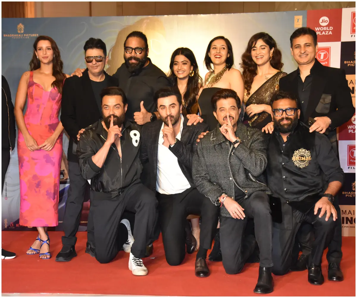 The actors seemed to ape Bobby Deol`s gesture from the trailer here