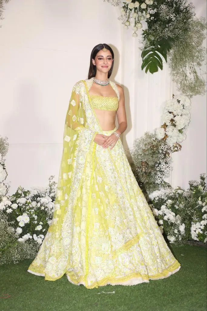 Ananya wore a stunning olive green-coloured lehenga set and left her hair open. The actress, who will grace the Koffee couch for the next episode of Koffee with Karan`s 8th season, was looking absolutely breathtaking